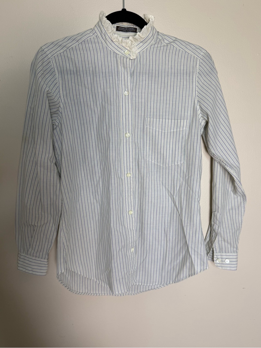 Vintage John Henry striped blouse with lace collar white blue green purple small